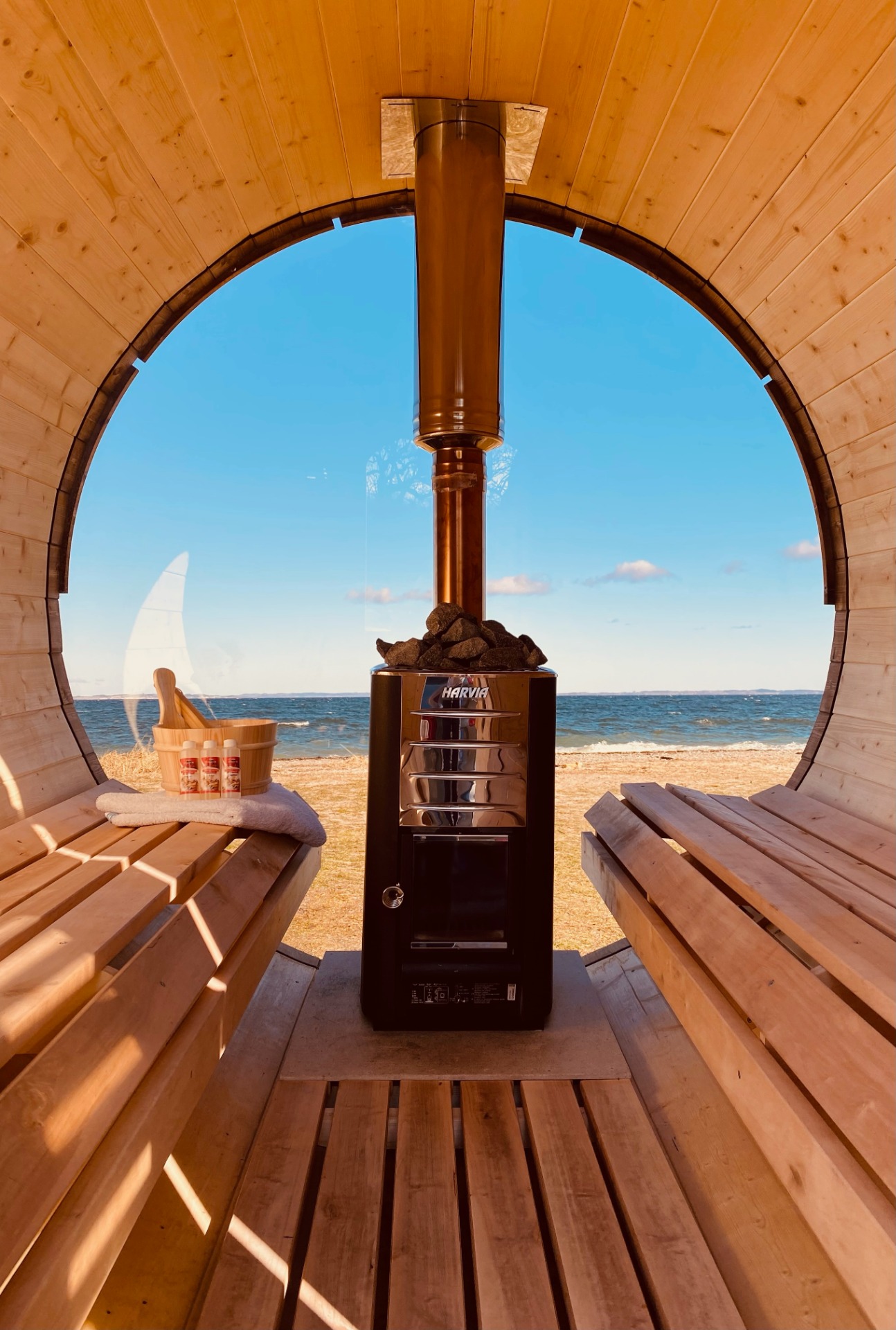 Indvendig panoramavindue i mobilsauna - Aarhus