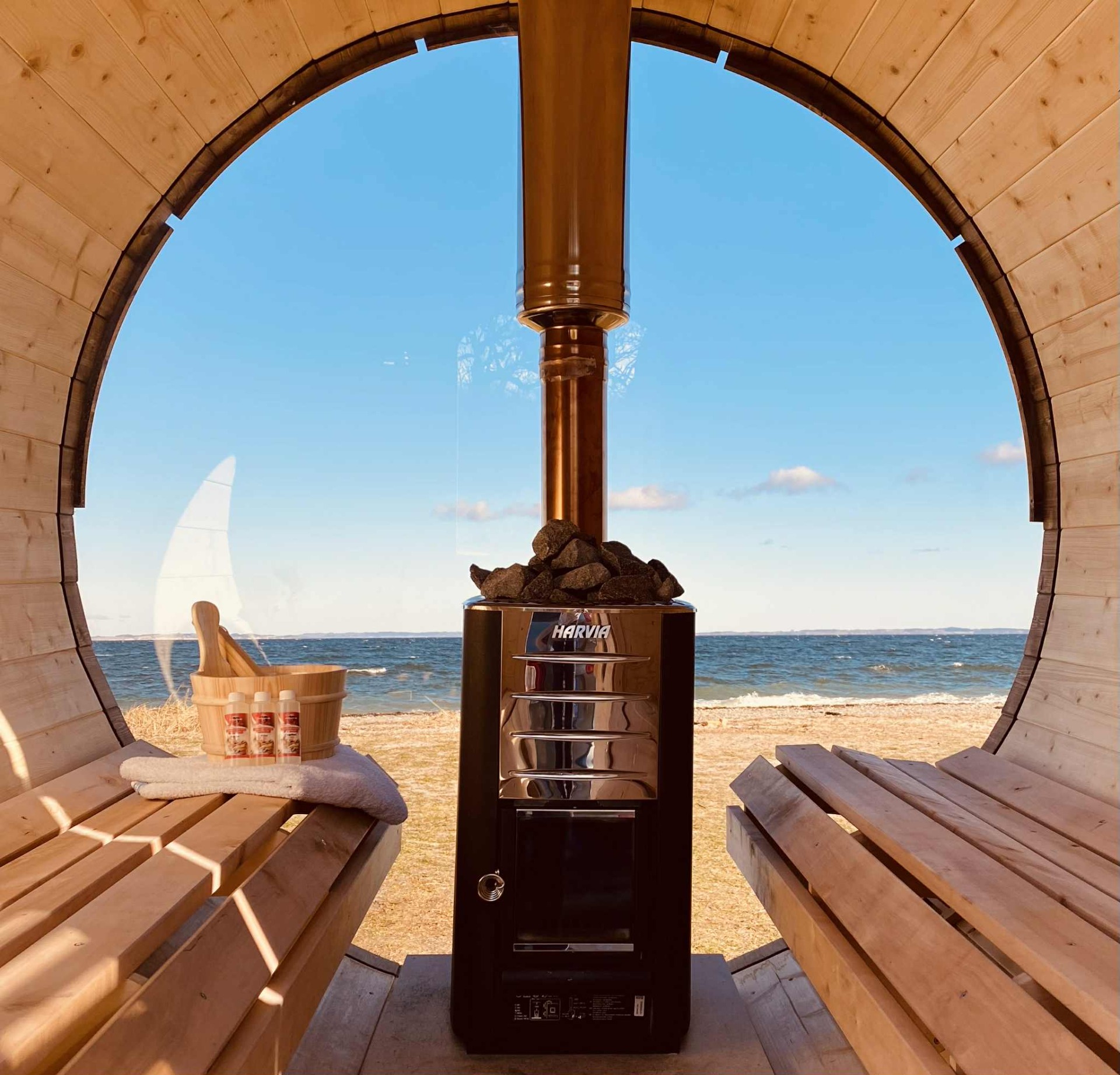 Mobilsauna ved stranden i Østjylland